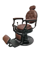 Fauteuil de Barbier Vintage Marron avec Pompe Hydraulique Robuste, Cuir Synthétique, Pivotant/Inclinable à 360 Degrés, Style Européen pour Hommes