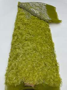 NI.AI 新款串珠蕾丝，刺绣3D花朵，珍珠网蕾丝面料，用于婚纱材料 - Product Image 4