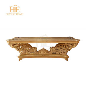Mesa de comedor de lujo personalizada estilo Palacio <span class=keywords><strong>Imperial</strong></span> Real lujosa mesa de comedor larga chapada en oro con 8 sillas para comedor de Villa - Product Image 1