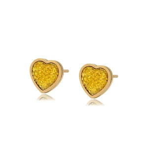 A00904870 Golden Shiny Amazon Hot Sale New Micro-encrusted Diamond Heart Stud Earrings Plated 14k color Earrings for Wholesale