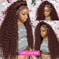 Wig Rambut Asli Manusia 13x4 Lace Frontal Deep Wave Water Wave Wig Rambut Asli Manusia Brasil untuk Wanita Kulit Hitam
