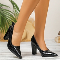 Chaussures à talons hauts pour femmes, à bout pointu, à talon épais, sexy, à motif serpent, à bout unique, à la mode, avec un style unique