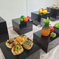 Ensemble de 8 Présentoirs Cubes Rehausseurs Carrés en Acrylique Blanc pour Buffet, Supports de Présentation Alimentaire et de Desserts à Vendre
