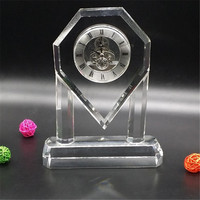 Horloge de table géométrique en cristal de Waterford personnalisée, élégante pour la maison/le bureau, mouvement à quartz, projection électronique, cadeau d'affaires