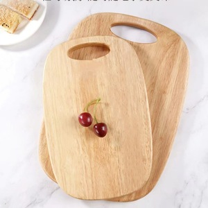 Tabla de cortar de madera de caucho, pequeña, mediana, rectangular, de madera maciza, para frutas, carne, comida occidental, pan, pizza. - Product Image 4