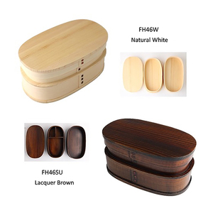 Japaneese Old-fashioned Brown Coating Oval Kids Wooden Bento Lunch Boxes