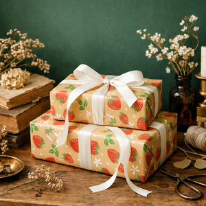 Strawberry <b>Pattern</b> Gift Wrapping <b>Paper</b> Double Sided Coated Specialty <b>Paper</b> For Packaging And Craft Use - Product Image 2