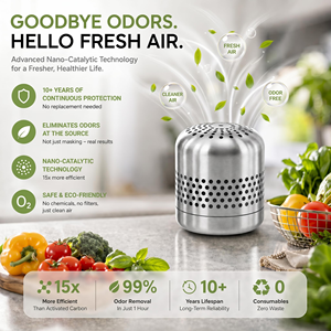 Desodorante para Refrigerador de Acero Inoxidable de Larga Duración |   Eliminador de Olores Ecológico para Refrigerador, Auto y Hogar - Product Image 5