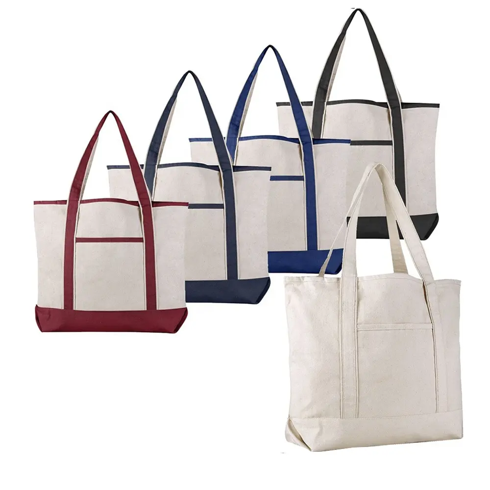 उच्च गुणवत्ता कपास कैनवास बैग व्यक्तिगत लोगो पुन: प्रयोज्य कपास कैनवास नाव ढोना बैग खरीदारी के लिए थोक