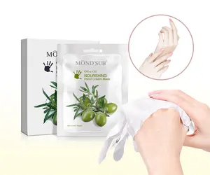 Özel etiket zeytinyağı derin nemlendirici beyazlatıcı el kremi maskesi eldiven geliştirmek için kuru eller