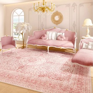 Tapis de salon de style <span class=keywords><strong>persan</strong></span>, imprimé de plantes et de fleurs, motif rose princesse, doux, facile d'entretien, pliable - Product Image 3