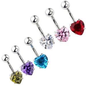 <span class=keywords><strong>Piercing</strong></span> de <span class=keywords><strong>nombril</strong></span> en zircon cubique de mode, brillant, couleur brillante, forme de cœur, anneaux de <span class=keywords><strong>nombril</strong></span> pour femmes, bijoux de <span class=keywords><strong>piercing</strong></span> - Product Image 1