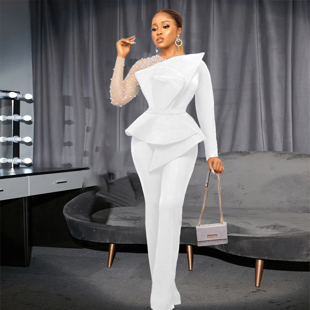 Train Classy White Jumpsuits Elegant Formal Jumpsuit With Blazer 600+  Elegant Classy Formal