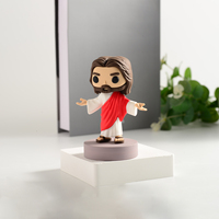 Figurine de Jésus personnalisée en PVC |   Statue religieuse de dessin animé avec halo doré pour la décoration de bureau et de voiture