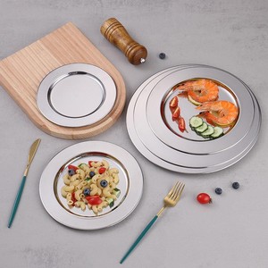 Assiette de Présentation Ronde Multicolore en Métal pour Mariage, Luxe Or Argent, Assiette de Banquet en Acier Inoxydable Poli Miroir, Assiette de Dîner - Product Image 6