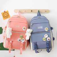 Magnifique Ensemble Multifonction Femme Grande Capacité 5 Pièces Sac à Dos Étudiant Fille Déjeuner Sac à Dos Décontracté Cartable