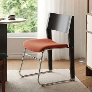 Silla de comedor <span class=keywords><strong>Bauhaus</strong></span> Simple Retro mediana, peine de madera maciza, taburete de maquillaje, apartamento pequeño, cafetería, mesa de respaldo informal francesa - Product Image 4