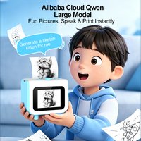 Printer Stiker AI untuk Anak-Anak, Printer Mini Aktif Suara, Layar IPS 2.4 Inci, Printer Portabel WiFi, Pembuat Stiker Termal Portabel