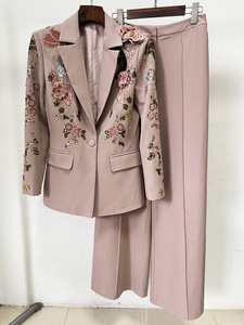 A10605 Migugarment 2025 Neues Design 3D Blumen-Stickerei Zweiteiler Anzug mit Umlegekragen, Langen Ärmeln und Hose Formeller <span class=keywords><strong>Blazer</strong></span> - Product Image 3