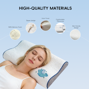 Almohada de Espuma Viscoelástica con Ondas Bordadas B-Sewn de YUE RISE, Soporte Cervical Ortopédico y Diseño Estético para el Hogar y Hoteles - Product Image 4
