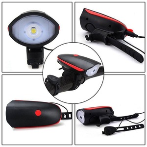 Faro de bicicleta de montaña recargable por USB 7588, accesorios de conducción nocturna con bocina, luz impermeable para coche, cuerpo ABS, tipo de batería AA - Product Image 5