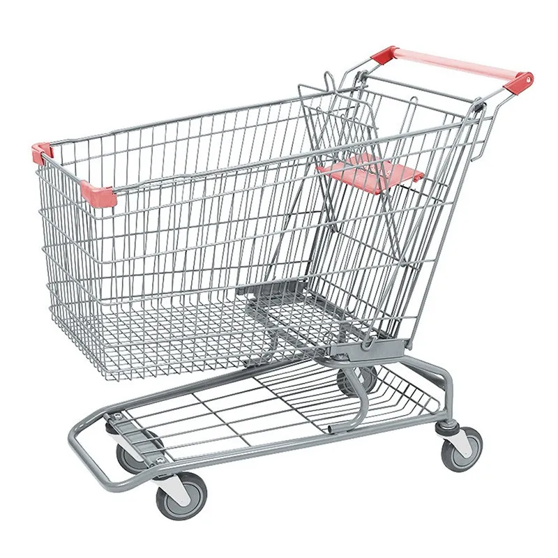 Guangzhou Fabriek Supermarkt Winkelen Trolley, Supermarkt Winkelwagen, Hand Push Trolley Voor Winkelen Met 4 Wielen