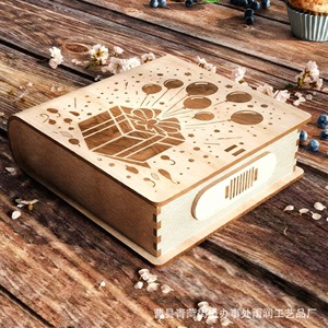 Caja de Joyería de Madera en Forma de Libro, Rectangular, de Madera Maciza con Cerradura para Regalo o Almacenamiento - Product Image 3
