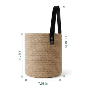 Custom All Size Color White Brown and Black Wall Hanging Natural <strong>Jute</strong> Cotton Rope Plant <strong>Basket</strong> with Handles Indoor Home Decor - Product Image 6