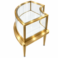 Vitrine de présentation de bijoux sur mesure en acier inoxydable doré avec verre trempé et éclairage LED pour la vente au détail