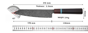 Ensemble de 5 couteaux de cuisine japonais en acier Damas, manche octogonal en bois d'ébène Macassar, couteaux de cuisine affûtés pour chef à domicile et usage quotidien - Product Image 2