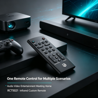 Control Remoto para Barra de Sonido JCXK RCT5021, 21 Teclas, Control IR con Teclado de Silicona Suave, Alimentado por CR2025, Venta al Por Mayor de Fábrica OEM ODM