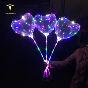 2024 New Products 18 Inch Heart Shape Big Flashing Valentine&39s Day Round Balloons Led Bobo Balloon Light For Promotion Gift