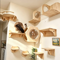 Hamac mural en bois moderne et durable pour chat, antidérapant et confortable, avec structure d'escalade et perchoir, lit portable pour chats d'intérieur