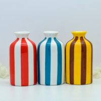 Diffuseur de parfum en céramique à rayures peintes à la main, sans alcool, écologique, sans sulfate, multicolore, à embouchure étroite