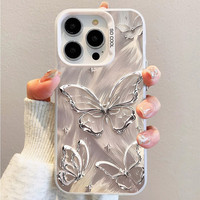 Coques de Téléphone Portables Créatives Luxe Anti-Choc Papillons pour Femmes et Filles, Compatibles iPhone 17 Air 16 15 Plus Pro Max 14 13 12 11 X