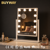 Miroir de maquillage Hollywood avec 12 ampoules LED, grossissement 5X, miroir de vanité de bureau blanc avec support inclinable pour chambre à coucher et studio