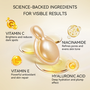 ビタミンE ナイアシンアミド 均一な肌色 ブライトニングセラム ブライトニング 保湿 アンチエイジング ビタミンC セラムカプセル - Product Image 4