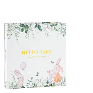 High quality custom cover Baby footprint Baby growth journal custom first year baby memory book