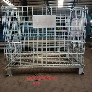 Bền Có Thể Gập Lại Thép Mạ Kẽm Dây Lưới Lồng Công Nghiệp Kho Hậu Cần Pallet Cho Hàng Hóa Và Lưu Trữ <span class=keywords><strong>Stackable</strong></span> Container - Product Image 4