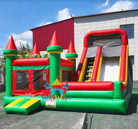 Nouveau château gonflable et toboggan combinés rouge et vert pour Noël, à louer