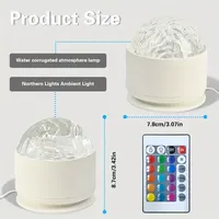 Lampe projecteur d'aurore boréale/ondulations aquatiques, veilleuse LED, télécommande, alimentée par piles, lumière décorative pour fête, lumière d'ambiance