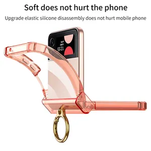 Soporte de anillo de silicona Funda transparente para Samsung Galaxy Z Flip 3 4 5 5G Flip3 <span class=keywords><strong>Flip4</strong></span> Bisagra Protección todo incluido Flip5 Funda de lujo - Product Image 3