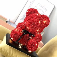 Ourson en roses artificielles PE 40 cm, 40 cm, fausses fleurs, pour un cadeau de saint-valentin, pour une petite amie, pour la mère, pour la maison