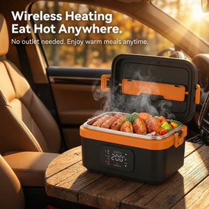 Boîte à <span class=keywords><strong>lunch</strong></span> électrique sans fil portable avec batterie 8000 mAh, chauffage rapide 60 W, 6 niveaux de température, capacité 1 L, USB-C, chauffe-aliments - Product Image 5