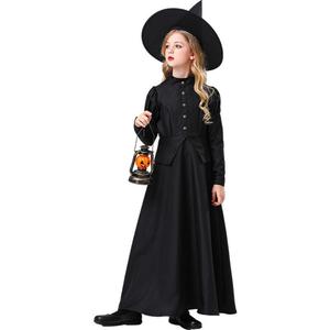 Disfraz de bruja para niños, vestido negro con sombrero para fiesta de Halloween, actuación en escenario, disfraces para niñas - Product Image 3