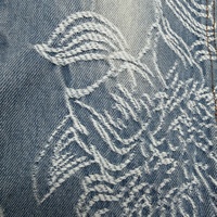 Tissu en denim jacquard à motif floral, design bleu fleuri, tissu pour jeans, pantalon, veste, jupe, vêtements de mode