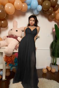 Nouvelle <span class=keywords><strong>robe</strong></span> de soirée élégante pour femme, col en V profond, dos nu, sans manches, longue <span class=keywords><strong>robe</strong></span> en maille, <span class=keywords><strong>taille</strong></span> froncée, <span class=keywords><strong>robe</strong></span> de soirée contractuelle - Product Image 3