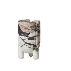 Italie Viola Calacatta Vase de table floral décoratif en marbre bas - Product Image 1