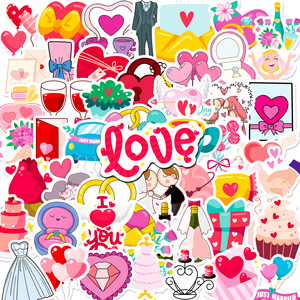 50 Pezzi <span class=keywords><strong>Adesivi</strong></span> Kawaii a Forma di Cuore Rosa, Decorazioni per San Valentino e Matrimoni, Decalcomanie Impermeabili in Vinile per Diari, Laptop, Buste e Regali - Product Image 1