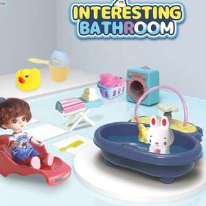 Enfants Intéressant <span class=keywords><strong>Bain</strong></span> Jouets Faire semblant Jouer Poupées Presse <span class=keywords><strong>Jet</strong></span> <span class=keywords><strong>Eau</strong></span> Baignoire Salle De Bains Bébé Poupée <span class=keywords><strong>Bain</strong></span> <span class=keywords><strong>Jouet</strong></span> Ensemble - Product Image 2
